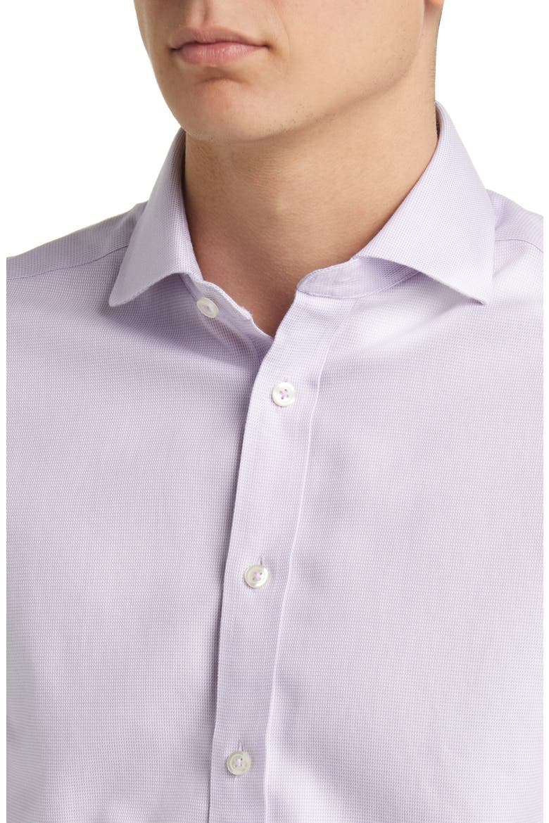 Non-Iron Clifton Weave Cutaway Slim Fit Shirt Double Cuff, Alternate, color, LILAC PURPLE