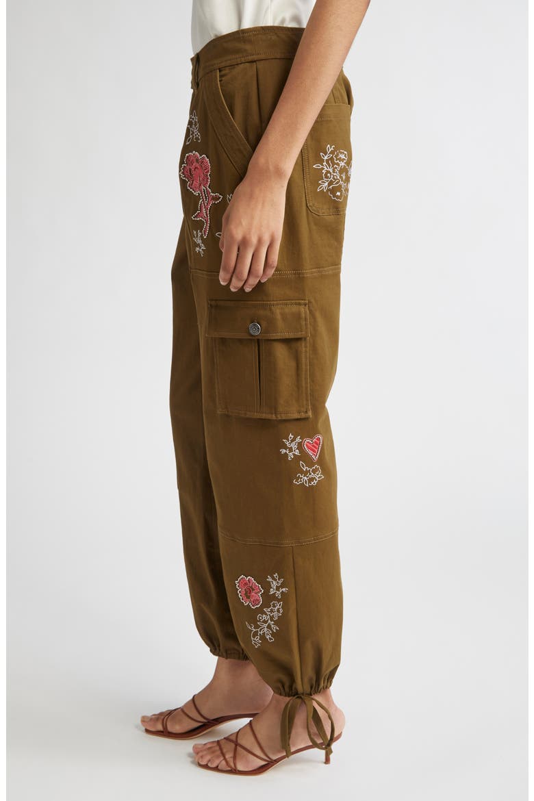Desert Rose Zola Embrodiered Cargo Pants, Alternate, color, DARK OLIVE/ MULTI