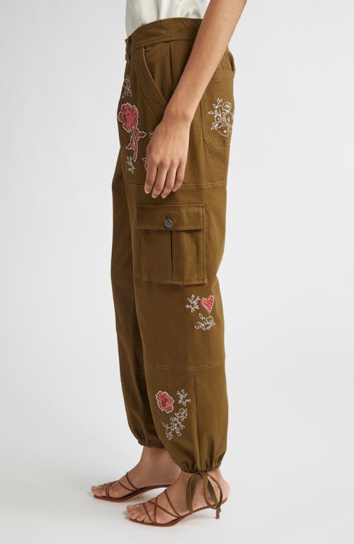 Cinq À Sept Desert Rose Zola Embrodiered Cargo Pants In Multi