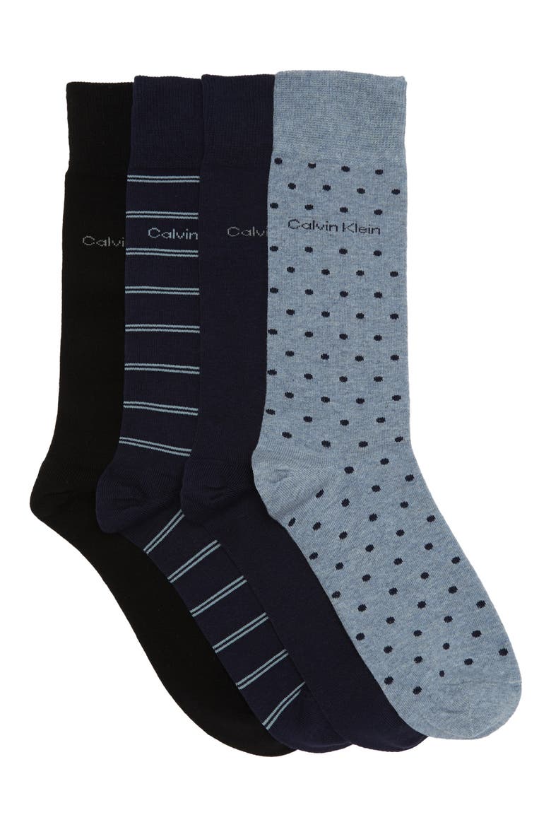 4-Pack Dress Crew Socks, Main, color, PEACOAT ASSORTED