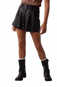 Faux Leather Pleated Shorts