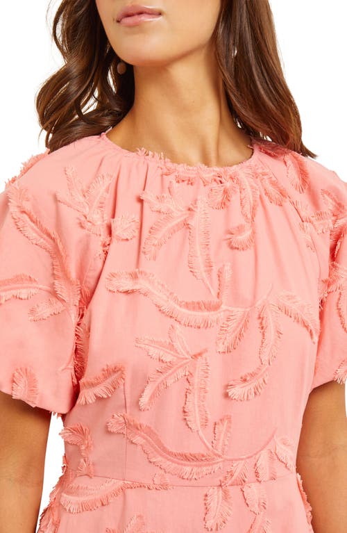 Misook Puff Sleeve Minidress In Ocean Coral