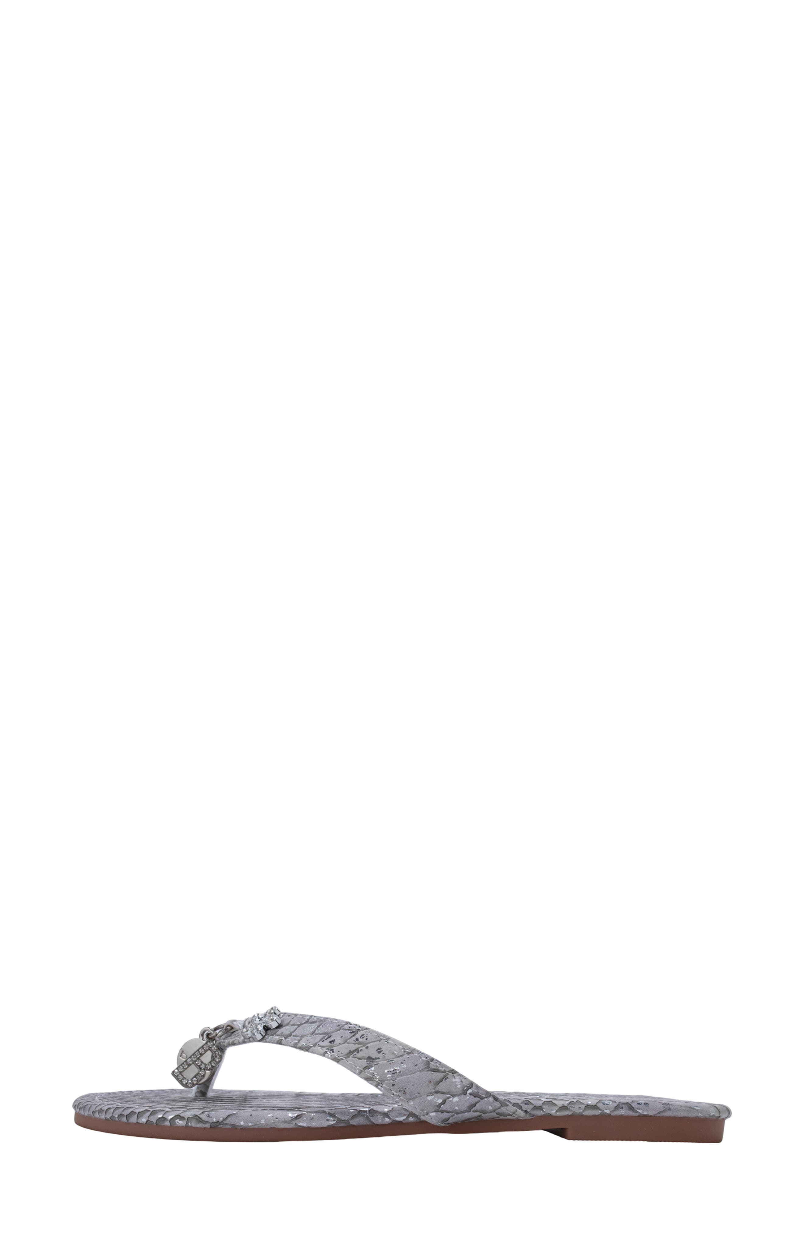 Python Embossed Thong Sandal, Alternate, color, METALLIC SILVER