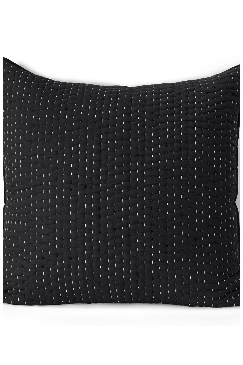 Seed Stitch Quilted Pillow Sham, Alternate, color, Black Slate