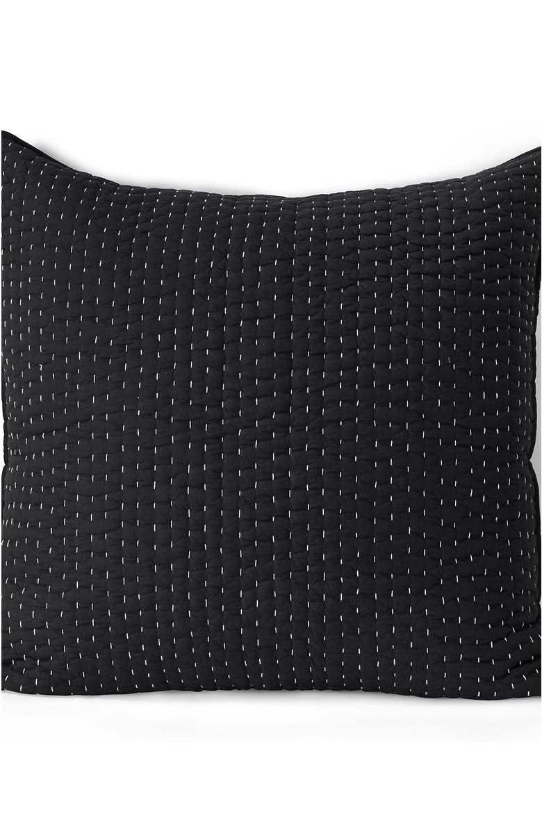 Lands' End Seed Stitch Quilted Pillow Sham, Alternate, color, Black Slate