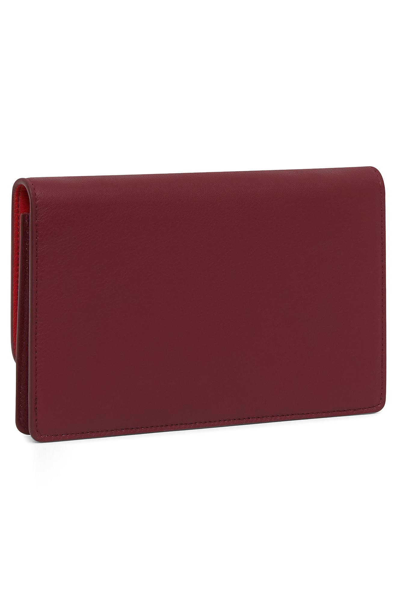 Mansur Gavriel Leather Crossbody Wallet, Alternate, color, Claret