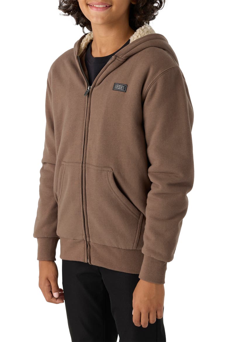 Kids' Fifty Two High Pile Fleece Lined Zip Hoodie, Alternate, color, CHOCOLATE