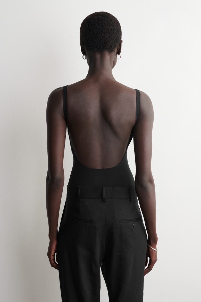 Technical Jersey Bodysuit, Alternate, color, BLACK