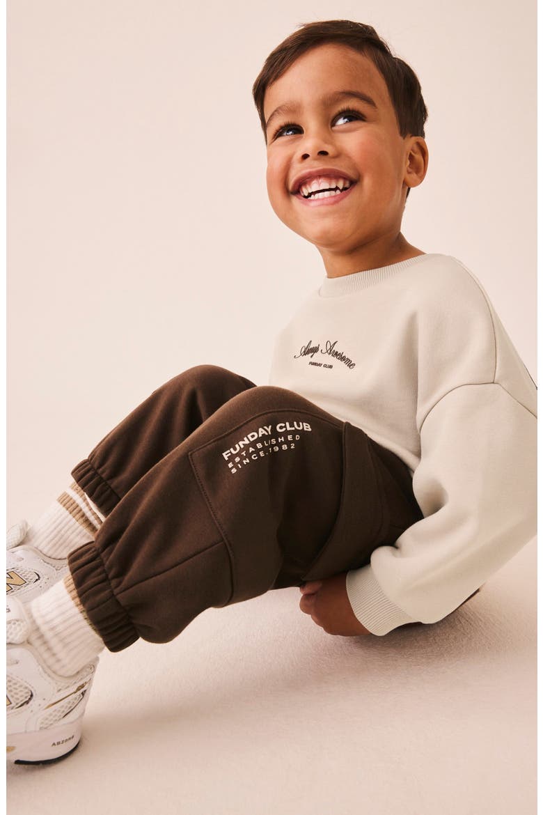 Kids' Funday Club Sweatshirt & Cargo Joggers Set, Alternate, color, NEUTRAL