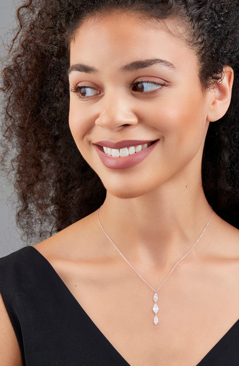 Bony Levy Mika Three Marquise Diamond Cluster Pendant Necklace, Alternate, color, 18K White Gold