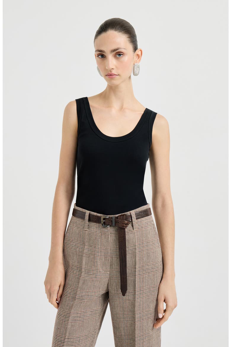 Ribbed jersey top, Main, color, Black