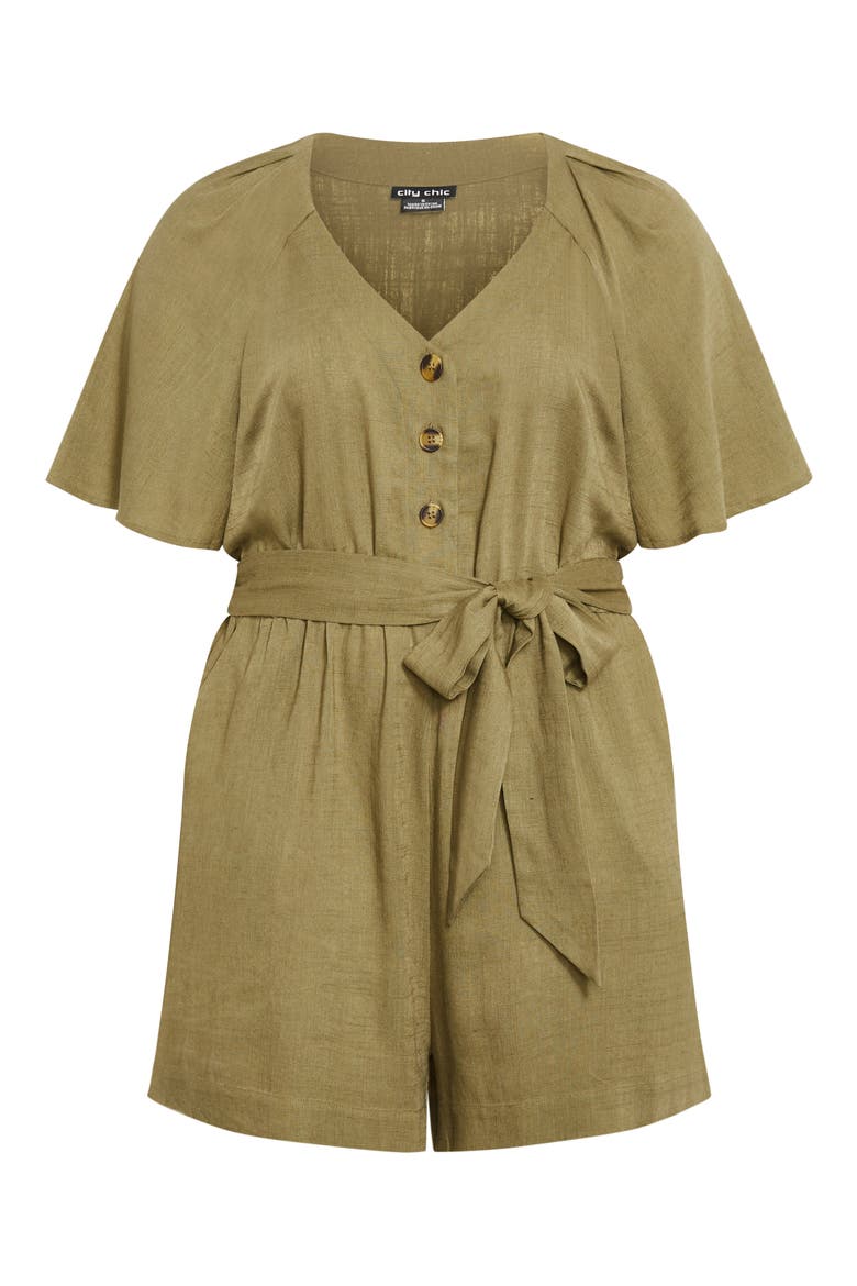 Brielle Belted Romper, Alternate, color, OLIVE
