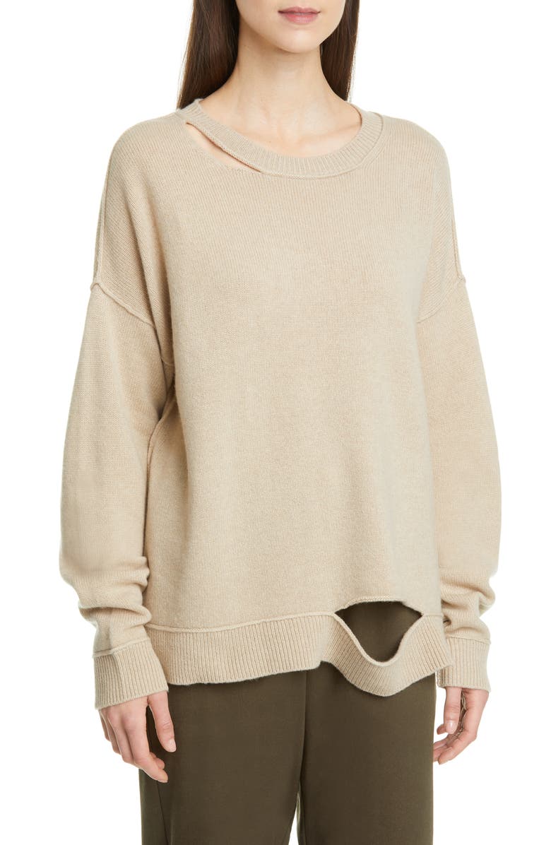 Eileen Fisher Distressed Recycled Cashmere Blend Sweater, Alternate, color, 