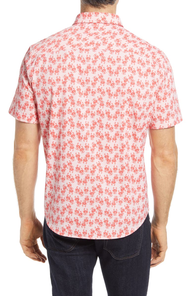 Johnston & Murphy XC4 Non-Iron Lobster Short Sleeve Button-Up Shirt, Alternate, color,