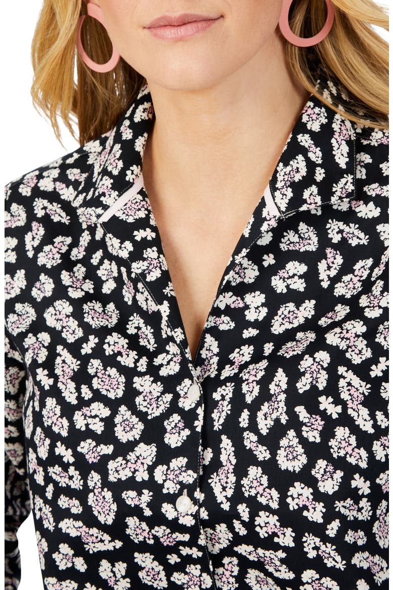 Lucca Floral Cotton Blouse, Alternate, color, BLACK