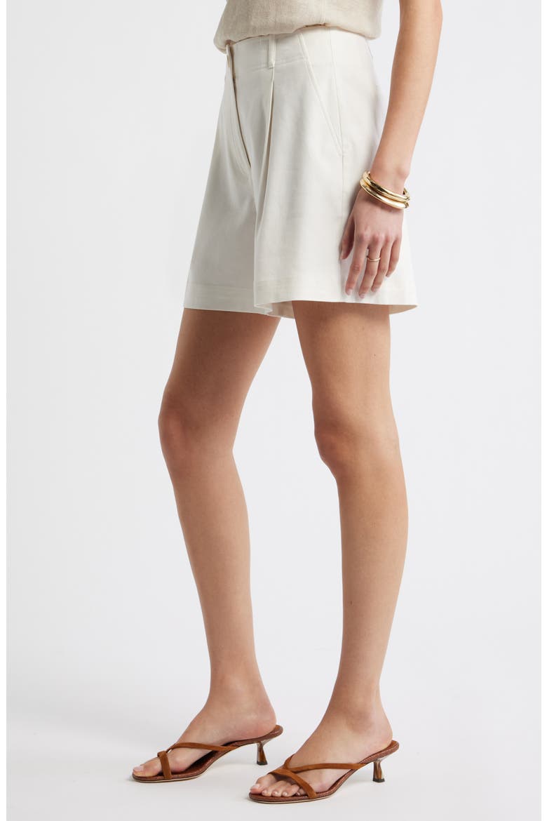 Pleated Linen Blend Shorts, Alternate, color, IVORY TOFU