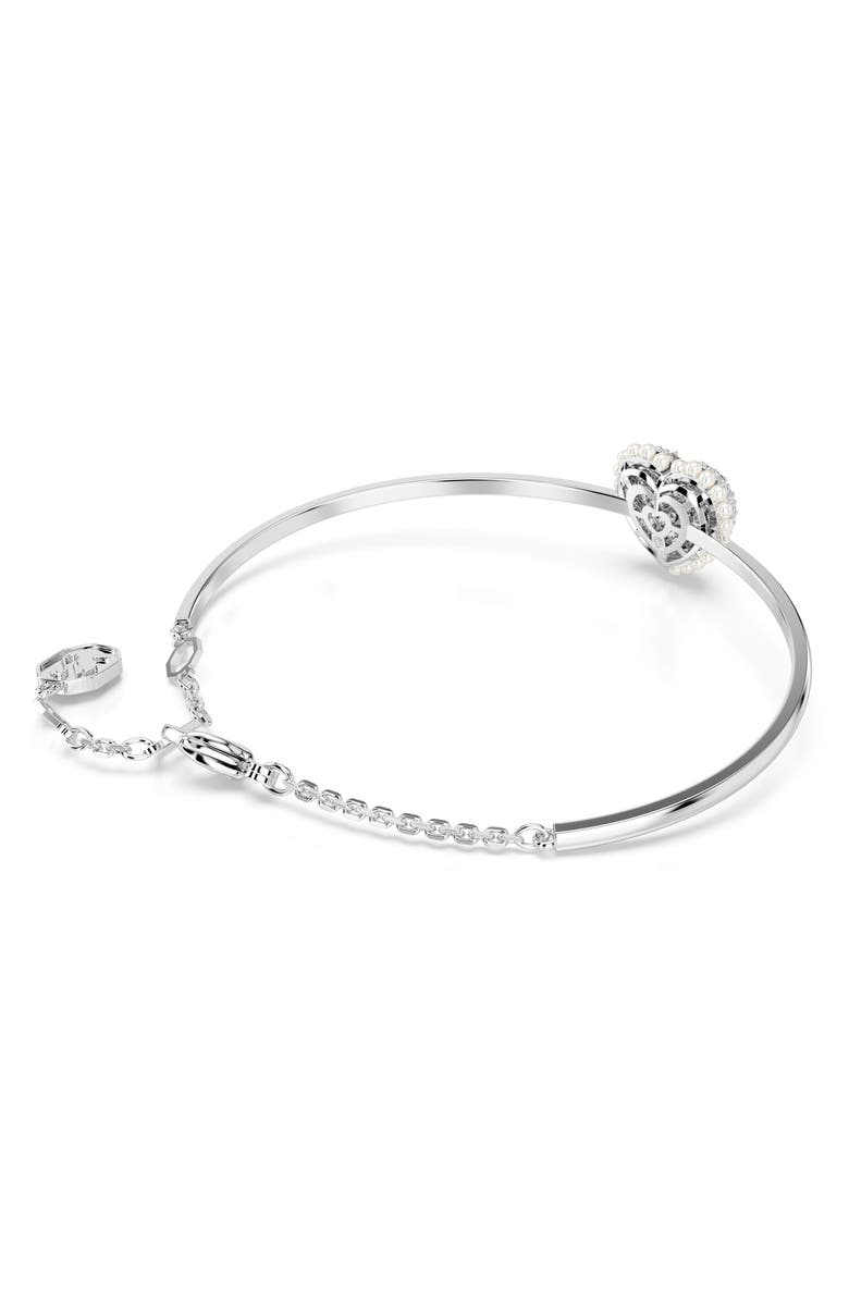 Swarovski Idyllia Crystal & Faux Pearl Heart Bracelet, Alternate, color, 