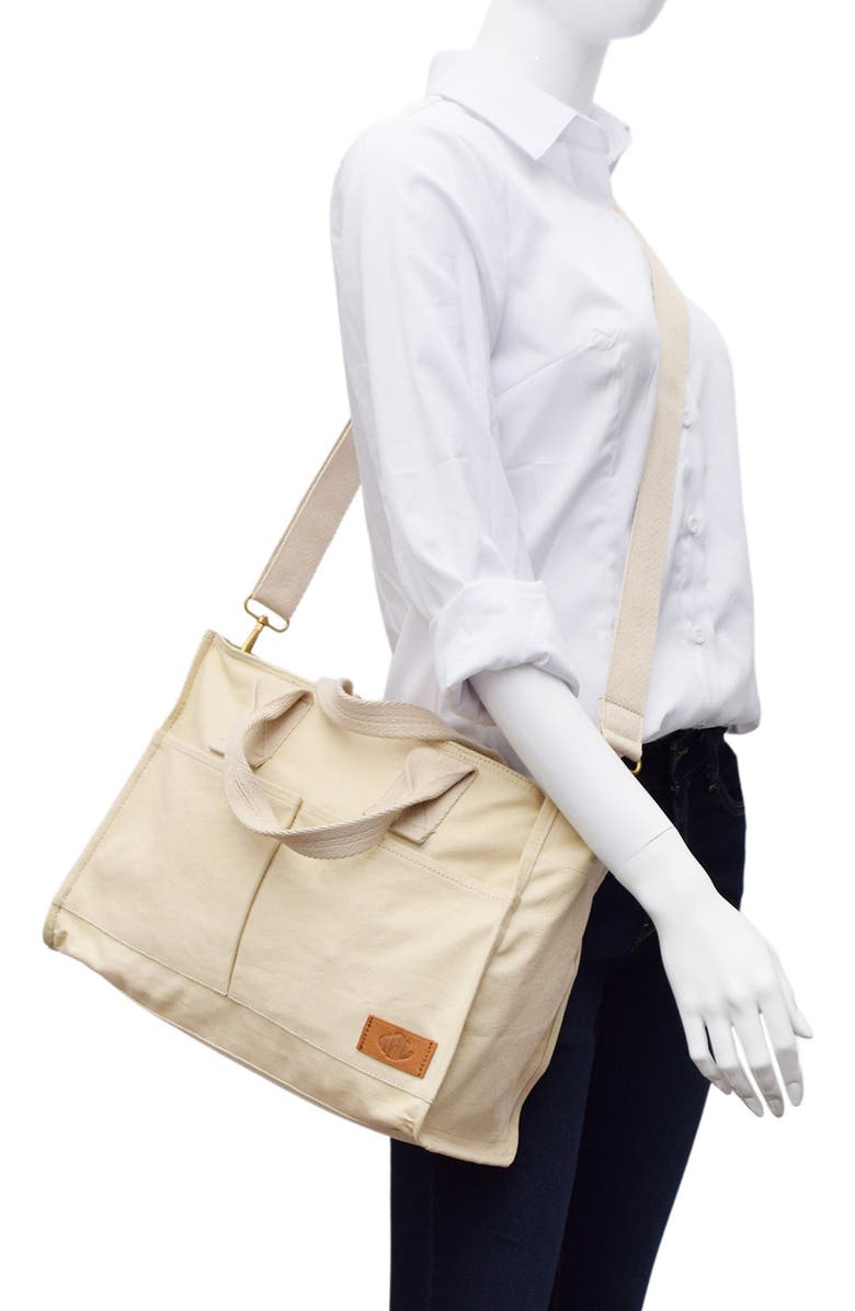 New Amsterdam Leatherworks Zinia Canvas Satchel, Alternate, color, Natural