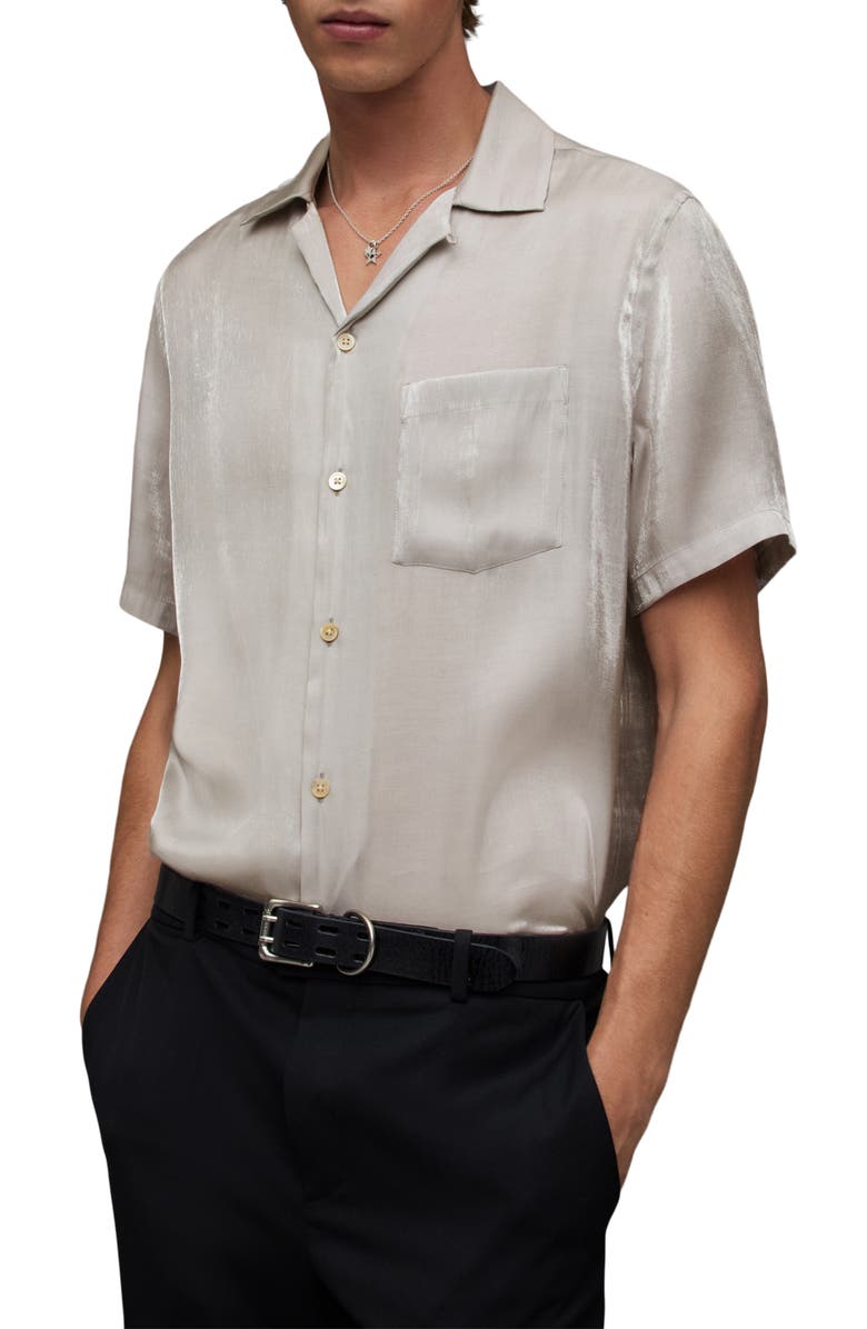 AllSaints Duran Camp Shirt, Main, color, Moon Mist