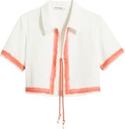 Kulani Kinis Cherry Glaze Short Sleeve Tie Front Shirt