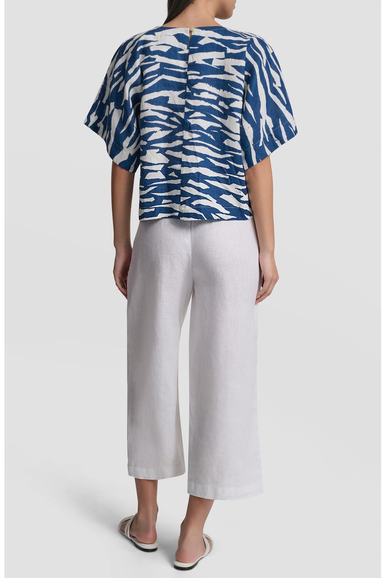 Pattern Boxy Linen Top, Alternate, color, TIDAL BREAK