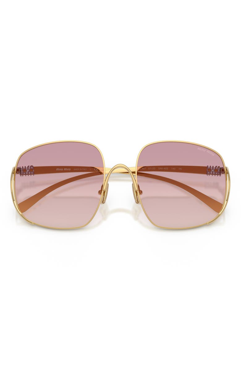 Miu Miu MU A57S 57mm Gradient Square Sunglasses, Alternate, color, Gold/ Brown/ Dark Violet