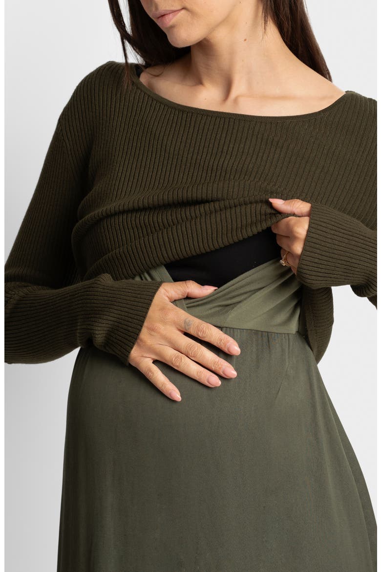 Maternity Sweater & Dress Set, Alternate, color, LIGHT/ PASTEL BROWN