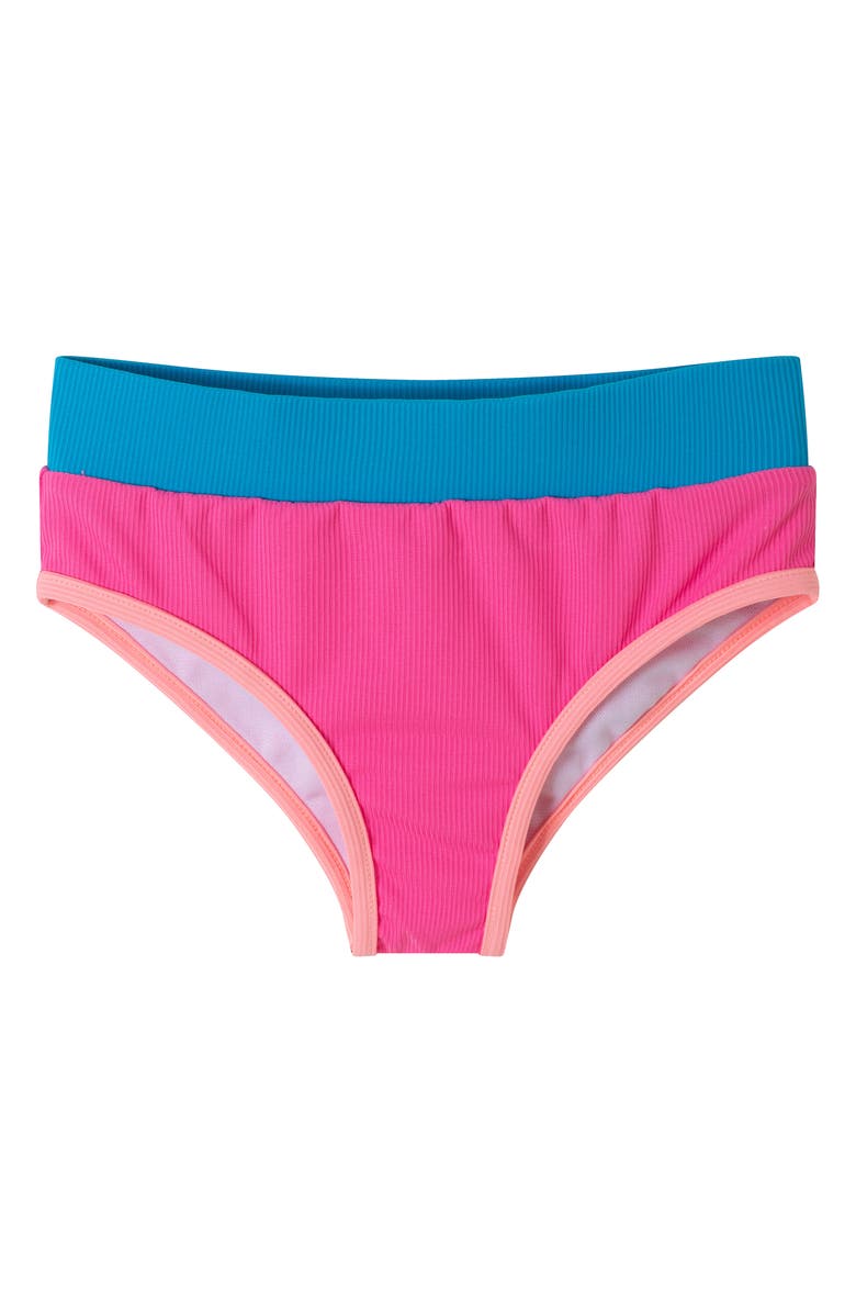 Andy & Evan Kids' Colorblock Rib Two-Piece Swimsuit, Alternate, color, Pink