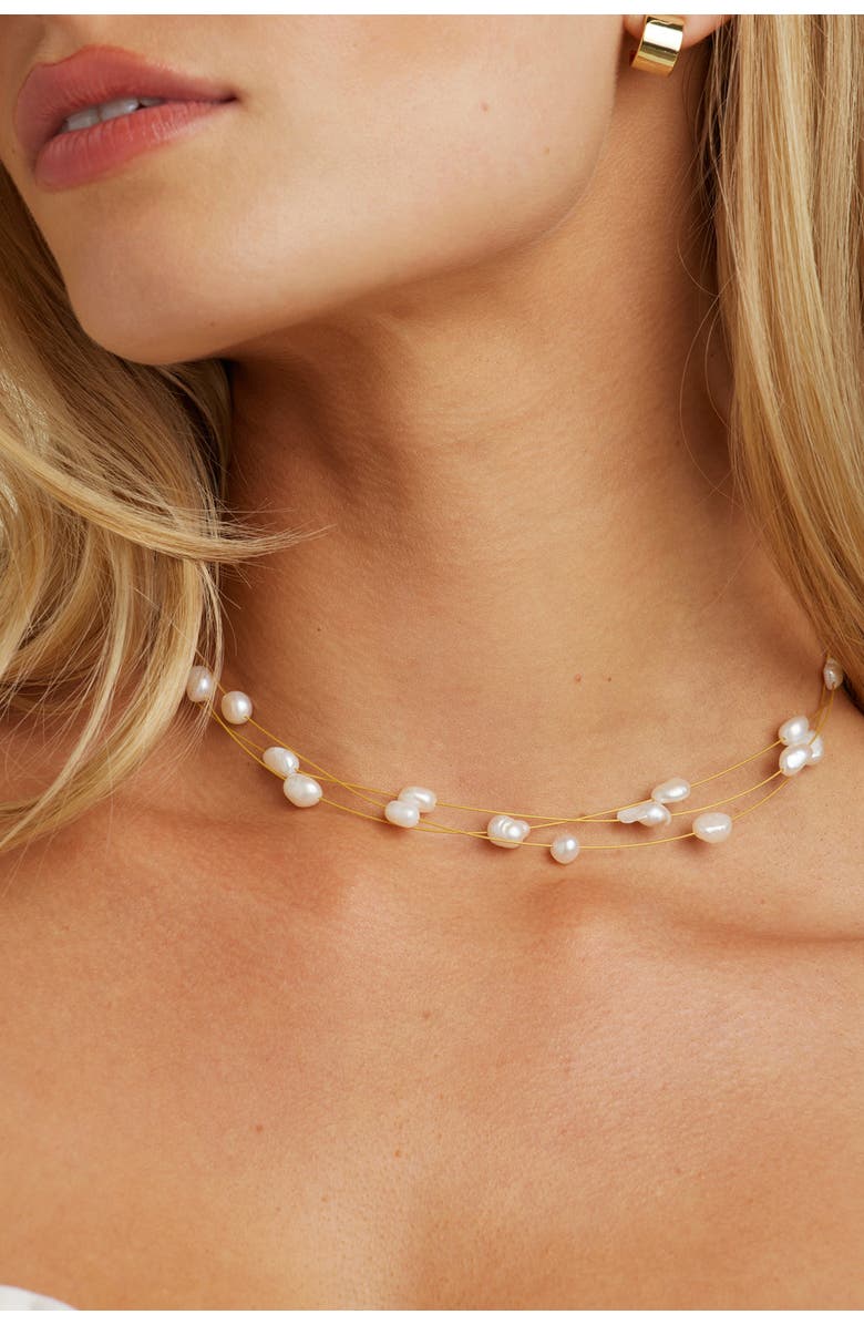 Untamed Petals Pacific Pearl Choker, Alternate, color, Gold