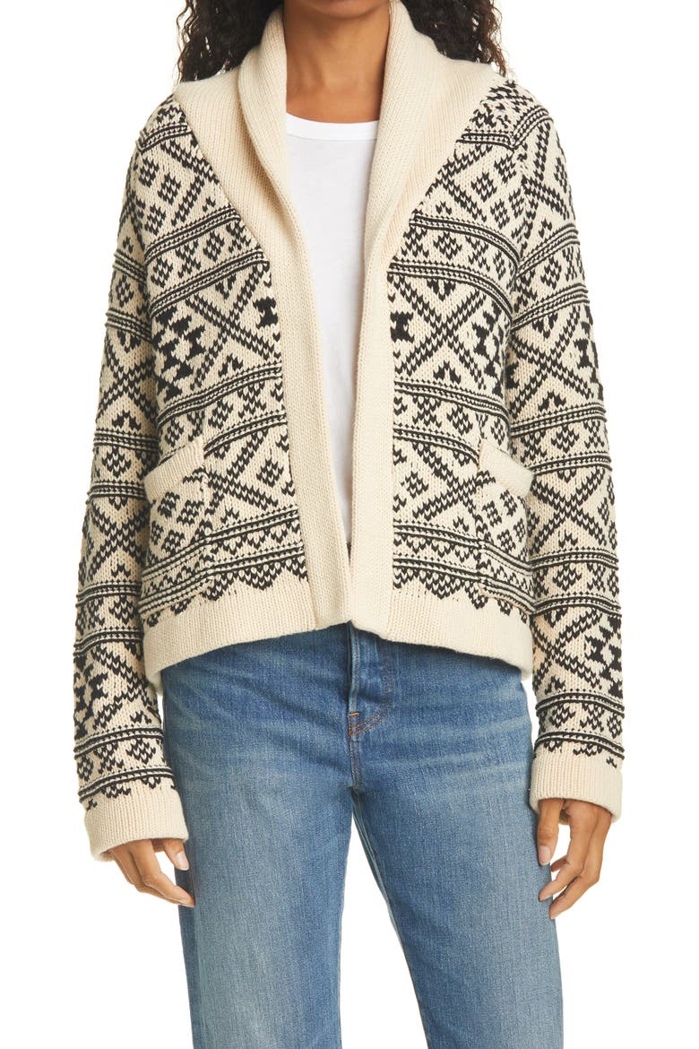 Lodge Fair Isle Open Front Cardigan, Main, color, CREAM