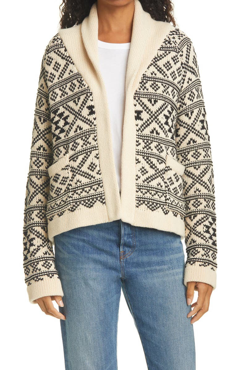 THE GREAT. Lodge Fair Isle Open Front Cardigan, Main, color, 