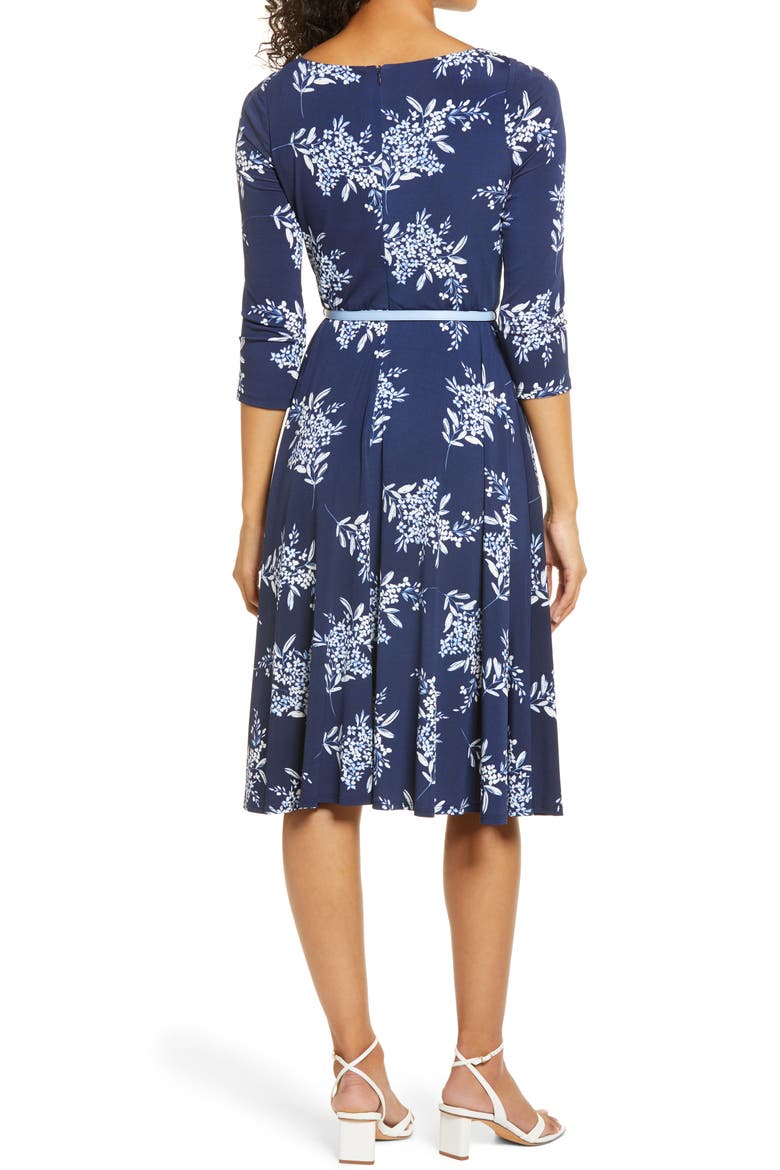 Belted Long Sleeve Dress, Alternate, color, NAVY