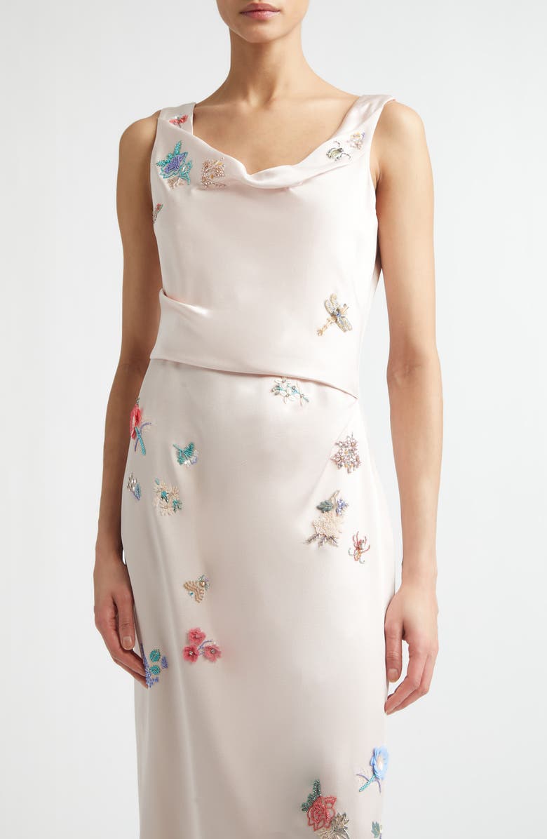 Erdem Sequin Flower Satin Cady Cocktail Dress, Alternate, color, 