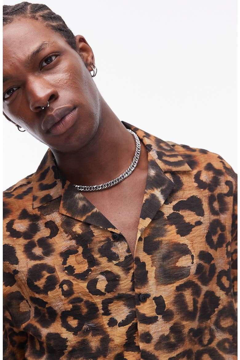 Topman Animal Print Camp Shirt (Men) | Nordstrom