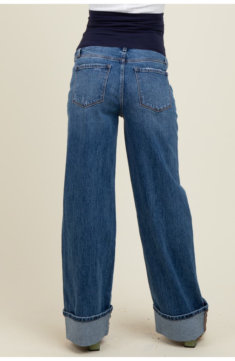 PinkBlush Cuffed Hem Baggy Wide Leg Maternity Jeans, Alternate, color, 