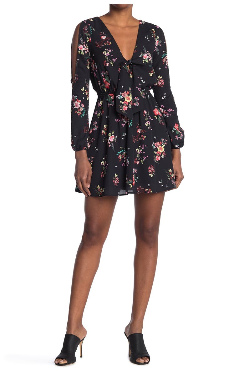 MATERIAL GIRL Tie Front Slit Sleeve Dress, Alternate, color, 