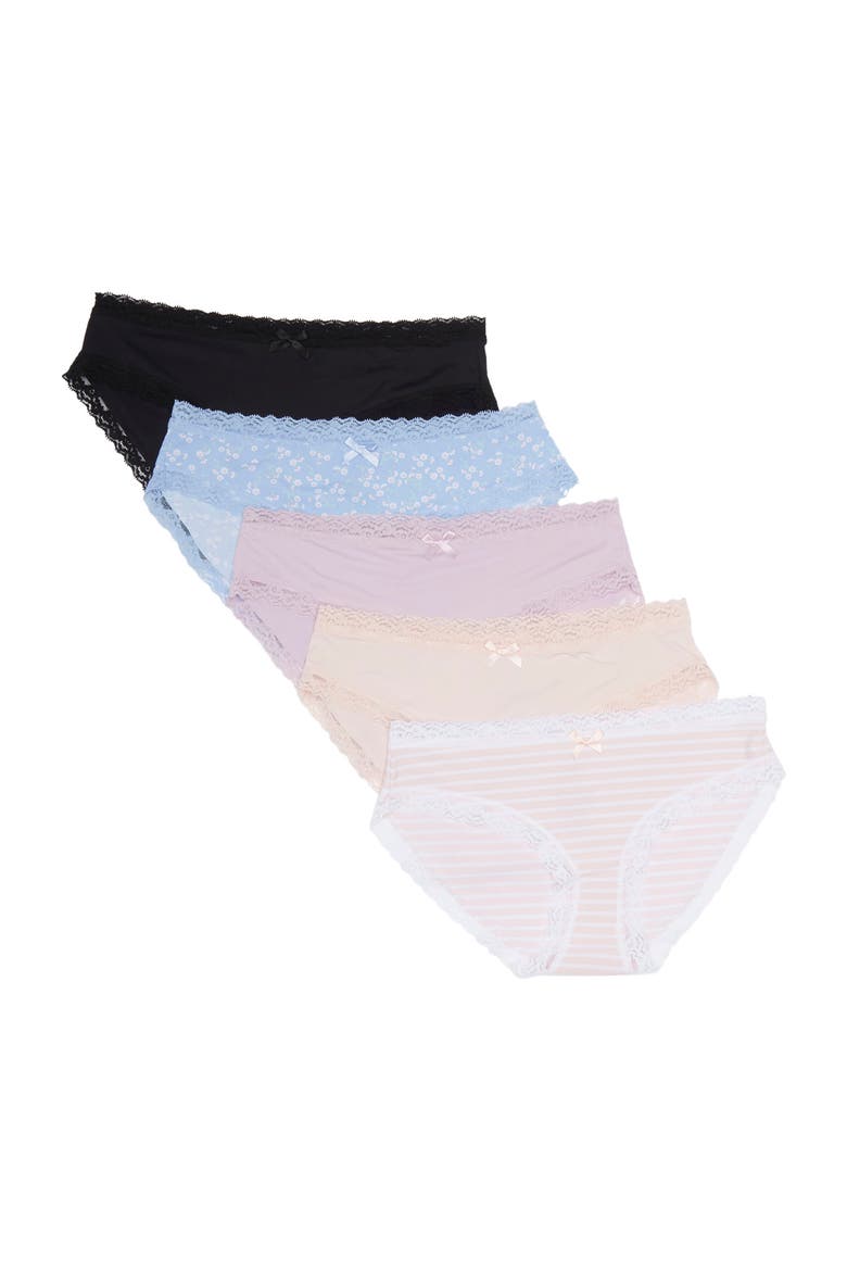 Petra 5-Pack Mid Rise Hipster Briefs, Main, color, CD/IMPR/POPS/PO/BLK