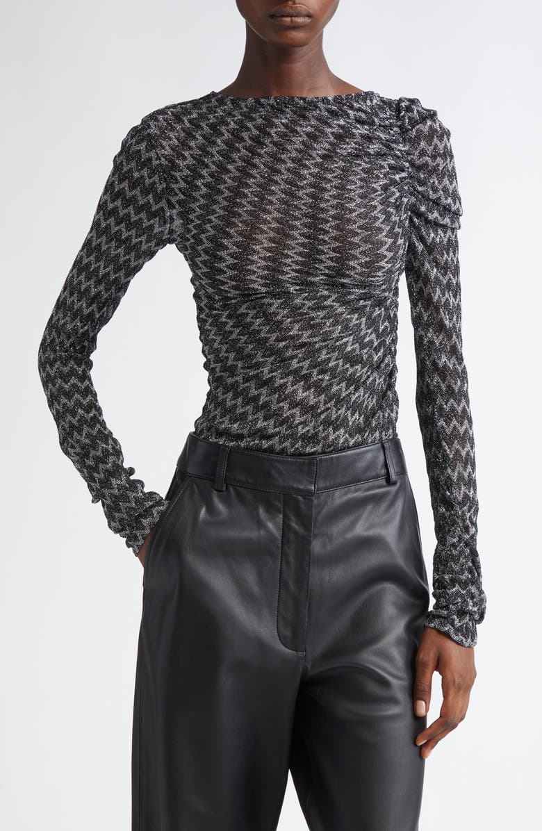 Missoni Gathered Asymmetric Neck Knit Top, Main, color, 