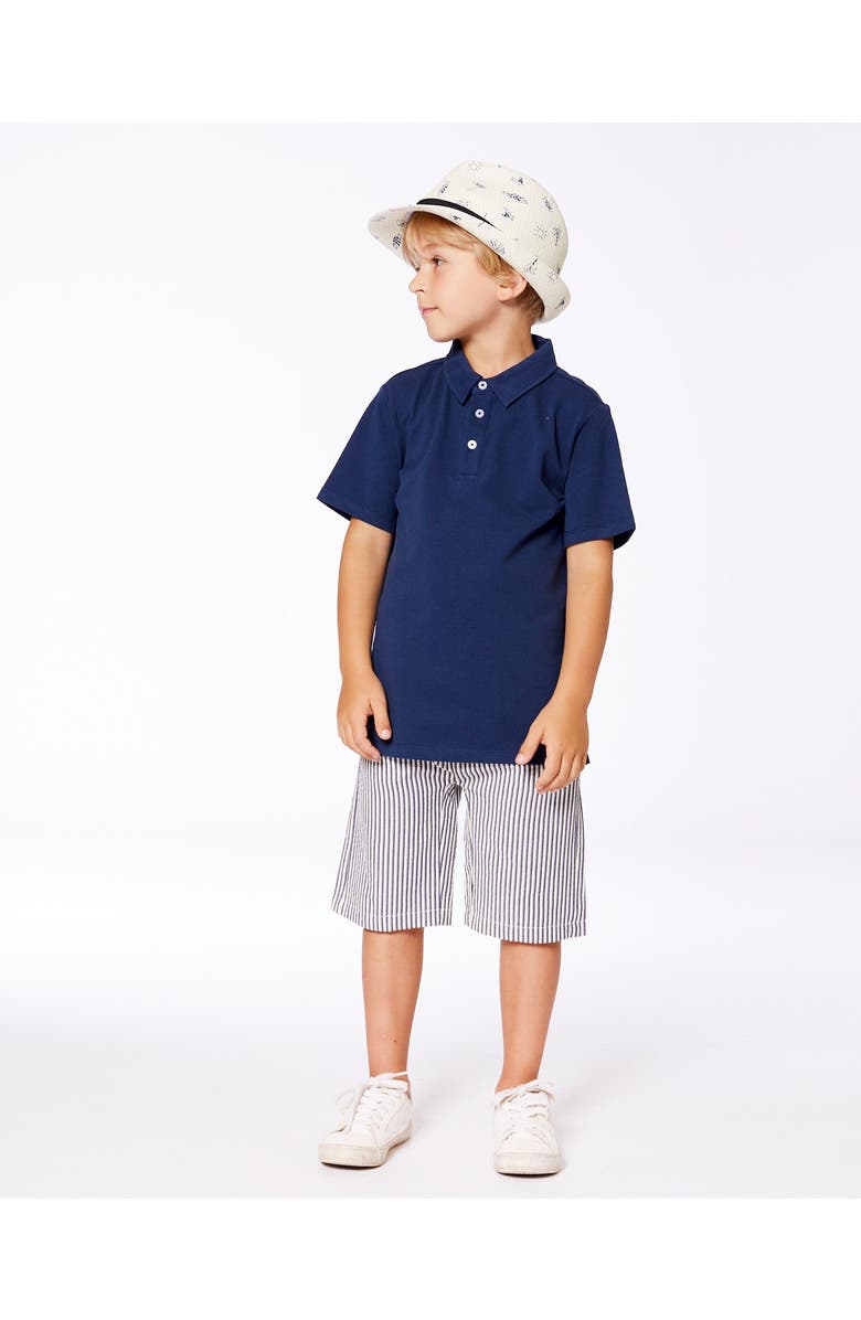 Deux par Deux Boy's Short Sleeve Polo Shirt Navy Blue, Alternate, color,