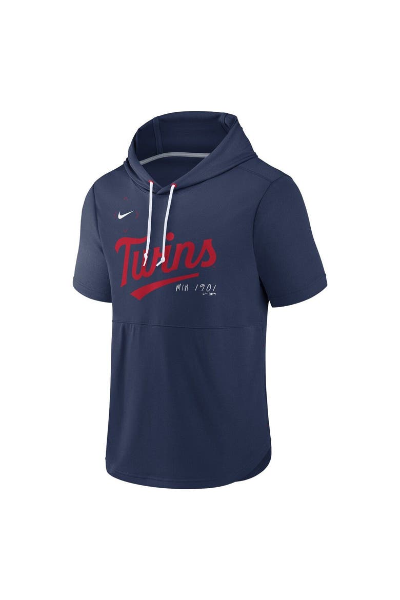 Men's Nike Navy Minnesota Twins Springer Short Sleeve Team Pullover Hoodie, Alternate, color, Navy