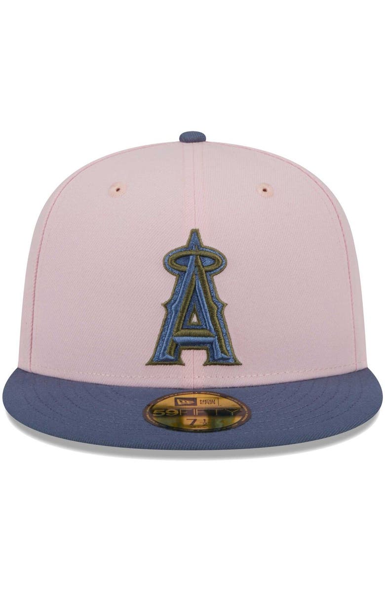 New Era Men's New Era Pink/Blue Los Angeles Angels Olive Undervisor 59FIFTY Fitted Hat, Alternate, color,