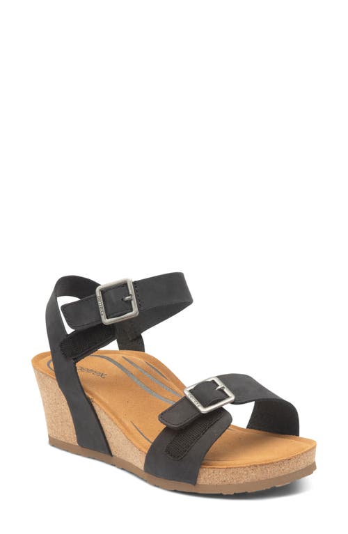 Aetrex Lexa Womens Leather Slingback Ankle Strap In Black