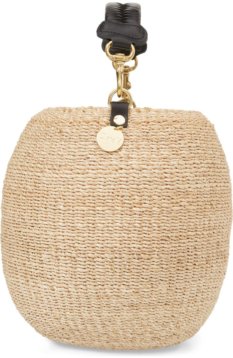 Clare V. Pot de Miel Top Handle Straw Basket Bag, Alternate, color, Cream