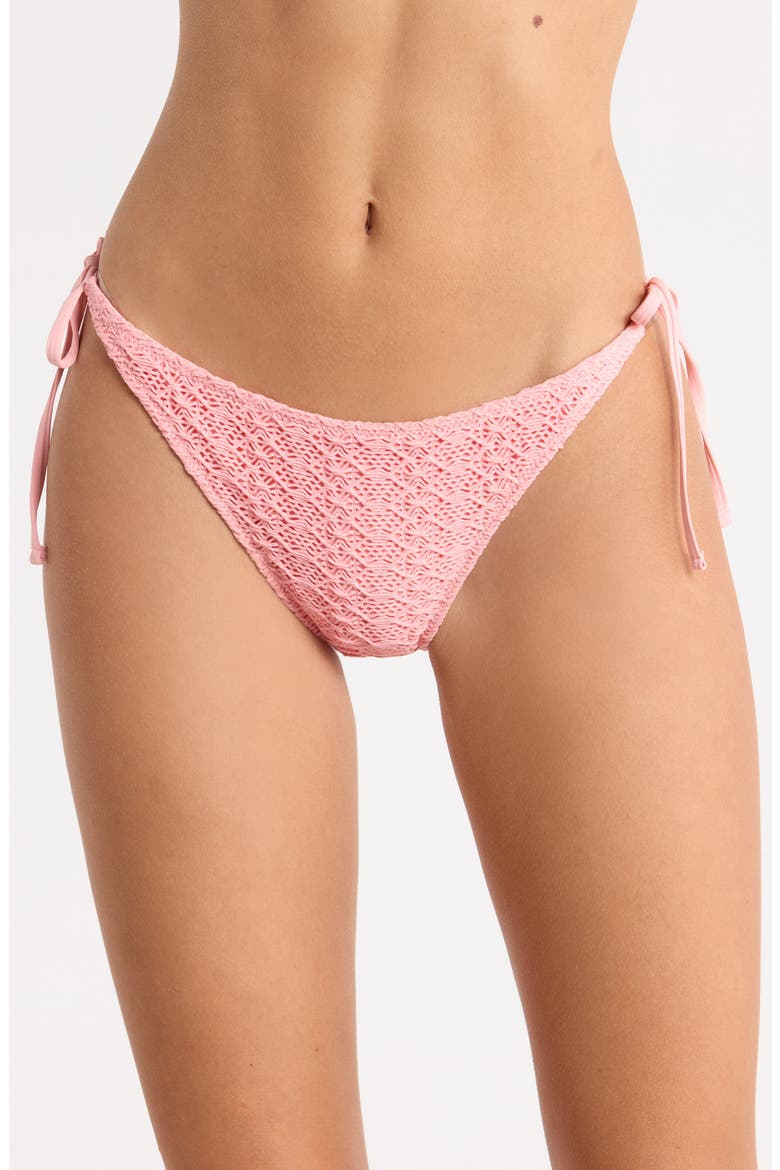Open Stitch Side Tie Bikini Bottoms, Main, color, PETAL PINK