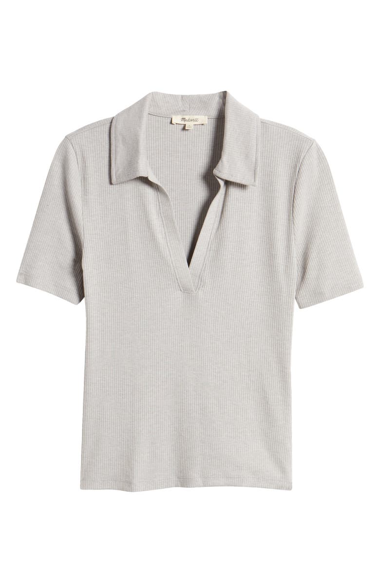 Madewell Drapey Rib Polo Top, Alternate, color, Hthr Steel Morning