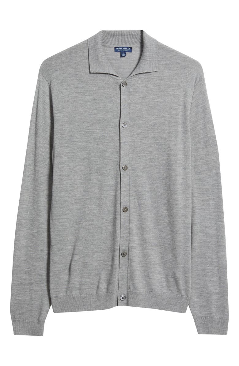 Peter Millar Crown Crafted Merino Wool Cardigan, Main, color, Gale Grey