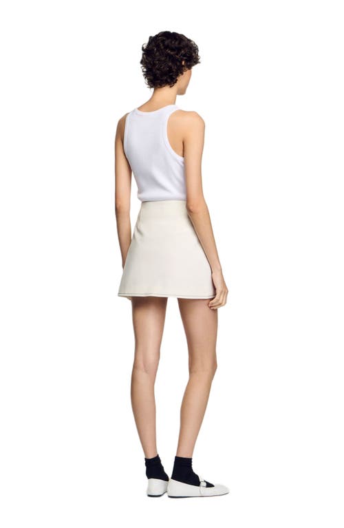 Sandro Short Box-pleated Skirt In Ecru