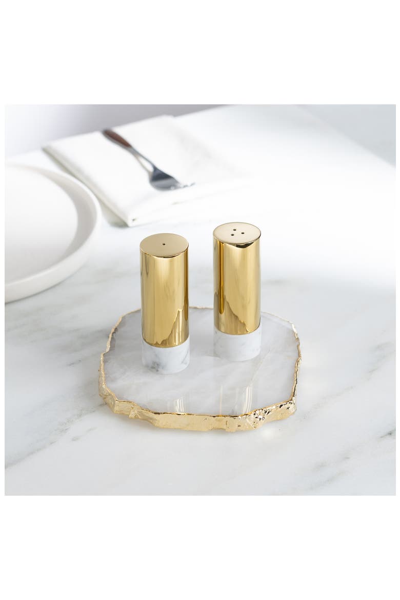 Coluna Dual Salt & Pepper Set, Alternate, color, WHITE AND GOLD