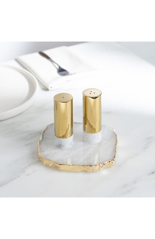 Anna New York Dual Marble Salt & Pepper Shakers In White And Gold