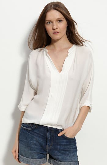 Joie 'marru' Semi-sheer Silk Blouse In White